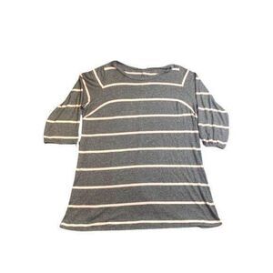 C Shirt Womens 3X Gray Pink Striped Dolman Flowy Blouse Casual Plus Ladies